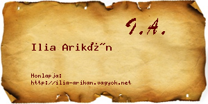 Ilia Arikán névjegykártya